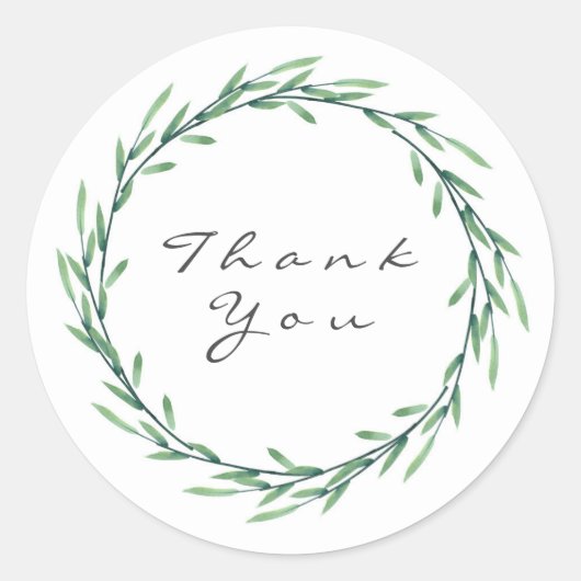 グリーンウォーター色の葉リース ラウンドシール (正面)