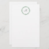 グリーンウォーター色の葉リース 便箋 (正面/裏面)