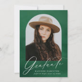 グリーンウォーター色アーチ7フォトコラージュ卒業 案内状 (正面)