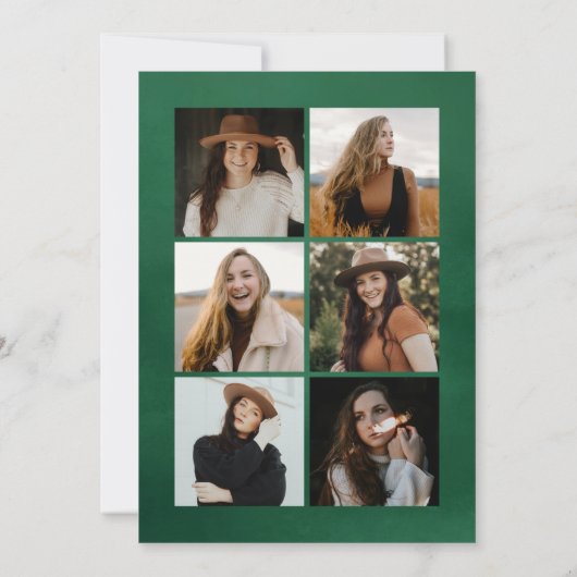 グリーンウォーター色アーチ7フォトコラージュ卒業 案内状 (裏面)