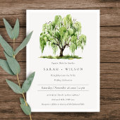 グリーンウォーター色ウィローツリーファームウェディング招待 サンキューカード
