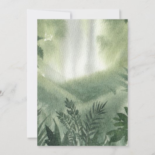 グリーンウォーター色オウム森ジャングル誕生日 招待状 (裏面)