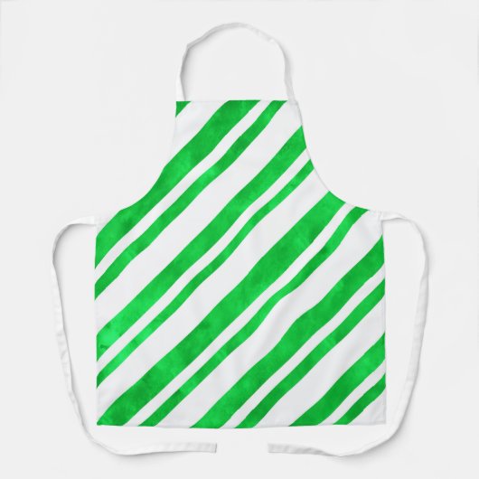 グリーンウォーター色キャンディーケーンストライプズ エプロン (正面)