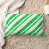 グリーンウォーター色キャンディーケーンストライプズ ランバークッション (ブランケット)