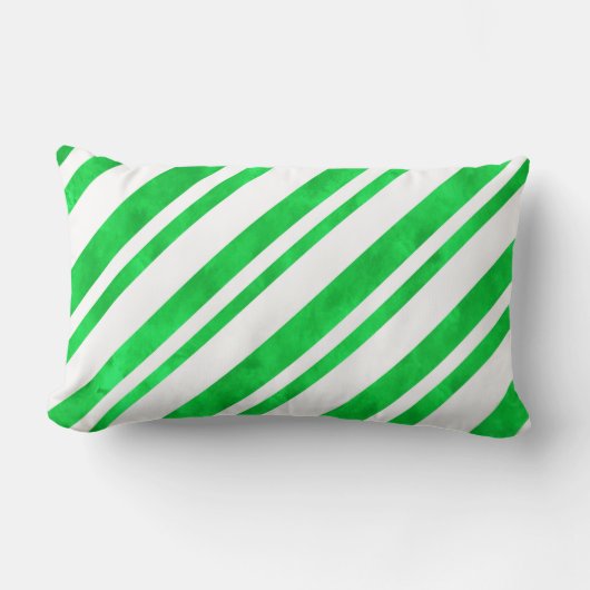 グリーンウォーター色キャンディーケーンストライプズ ランバークッション (正面)