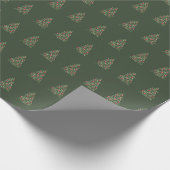 グリーンウォーター色クリスマスツリーの葉 ラッピングペーパー (角)