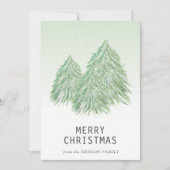 グリーンウォーター色クリスマスツリー芸術的 シーズンカード (正面)
