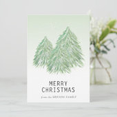 グリーンウォーター色クリスマスツリー芸術的 シーズンカード (スタンド正面)