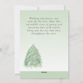 グリーンウォーター色クリスマスツリー芸術的 シーズンカード (裏面)