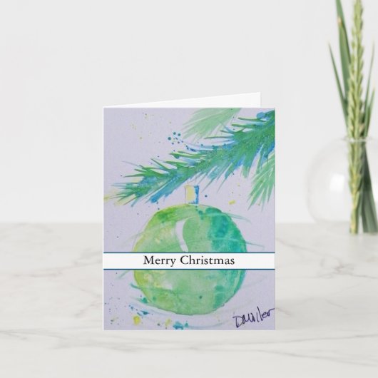 グリーンウォーター色クリスマスボールカード サンキューカード (正面)
