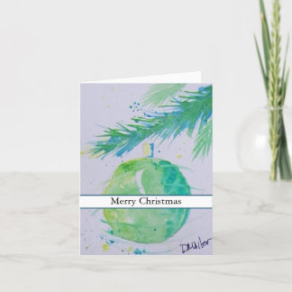 グリーンウォーター色クリスマスボールカード サンキューカード