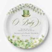 グリーンウォーター色シャムロックベビーシャワー ペーパープレート (正面)