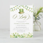 グリーンウォーター色シャムロックベビーシャワー 招待状 (スタンド正面)