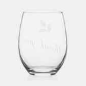 グリーンウォーター色スクリプトありがとうござ結婚う ステムなしワイングラス (裏面)