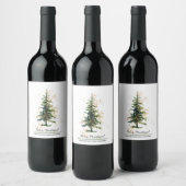 グリーンウォーター色スプルースのメリークリスマスホワイト ワインラベル (ボトル)