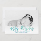 グリーンウォーター色タイポグラフィクリスマスフォト シーズンカード (正面)