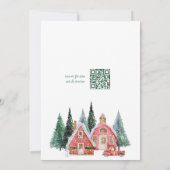 グリーンウォーター色ツリーQRコードクリスマスパーティー シーズンカード (裏面)