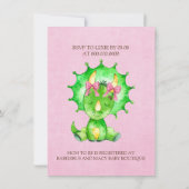 グリーンウォーター色トリケラトプガールベビーシャワー 招待状 (裏面)