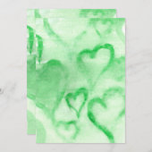 グリーンウォーター色ハート空白の招待状 招待状 (正面/裏面)