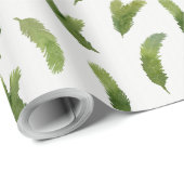 グリーンウォーター色パインツリーブランチのクリスマス ラッピングペーパー (ロールコーナー)