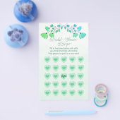 グリーンウォーター色フローラブライダルシャワービンゴ チラシ (シングル)