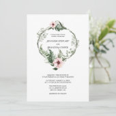 グリーンウォーター色フローラリース結婚式招待状 招待状 (スタンド正面)