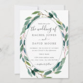 グリーンウォーター色フローラ結婚リース 招待状 (正面)