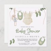 グリーンウォーター色ベビーシャワー招待状 招待状 (正面/裏面)