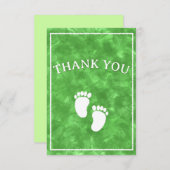 グリーンウォーター色ベビーシャワー長方形テンプレート サンキューカード (正面/裏面)