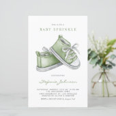 グリーンウォーター色ベビーシューズベビー散布招待状 (スタンド正面)