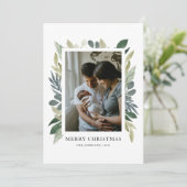 グリーンウォーター色メリークリスマスフォトカード シーズンカード (スタンド正面)