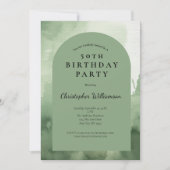 グリーンウォーター色メンズアーモダンチ50誕生日 招待状 (正面)