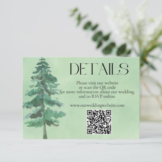 グリーンウォーター色モアツリー結婚のQRコード詳細 エンクロージャーカード (スタンド正面)