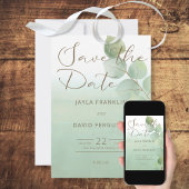 グリーンウォーター色ユーカリ日付を保存 セーブザデート