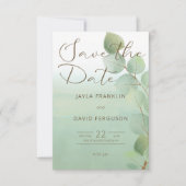 グリーンウォーター色ユーカリ日付を保存 セーブザデート (正面)