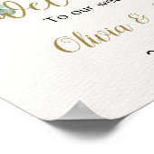 グリーンウォーター色ユーカリ結婚のウェルカムサイン ポスター (角)