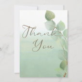 グリーンウォーター色ユーカリ結婚の サンキューカード (正面)