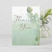 グリーンウォーター色ユーカリ結婚の サンキューカード (スタンド正面)