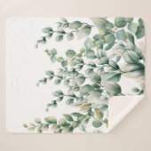 グリーンウォーター色ユーカリ葉 シェルパブランケット (正面(横))