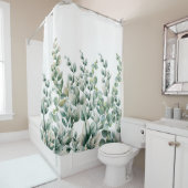 グリーンウォーター色ユーカリ葉 シャワーカーテン (インサイチュ)