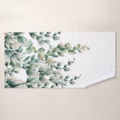 グリーンウォーター色ユーカリ葉 バスタオル (バスタオル)