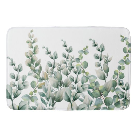 グリーンウォーター色ユーカリ葉 バスマット (正面)