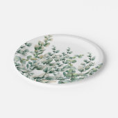 グリーンウォーター色ユーカリ葉 ペーパープレート (アングル)