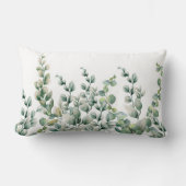 グリーンウォーター色ユーカリ葉 ランバークッション (正面)
