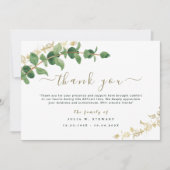 グリーンウォーター色ユーカリ葬儀サンキューノート カード (正面)