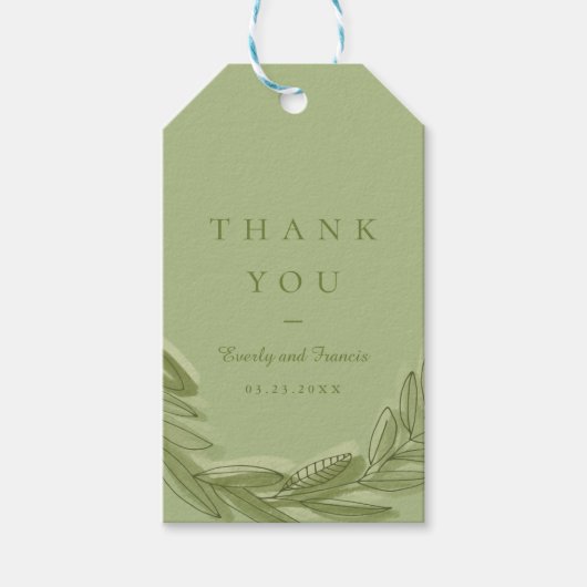 グリーンウォーター色リースありがとう ギフトタグ (正面)