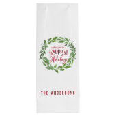 グリーンウォーター色リースで最も幸せな休日 ワインギフトバッグ (裏面)