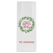 グリーンウォーター色リースで最も幸せな休日 ワインギフトバッグ (正面)