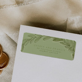 グリーンウォーター色リース差出人住所ラベル ラベル