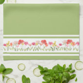 グリーンウォーター色ワイルドフラワーキッチンタオル キッチンタオル (折り畳み)